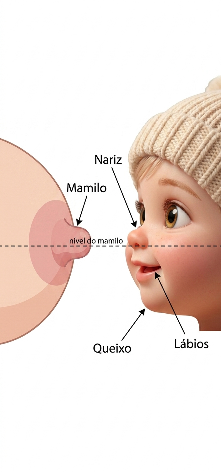 Ilustração de pega correcta durante a mamada